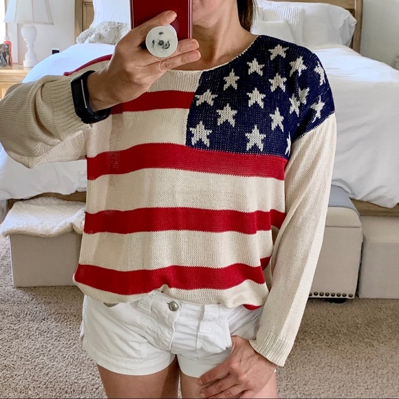 🇱🇷 American Pie USA Flag Knit Top Pullover - Picture 3 of 7